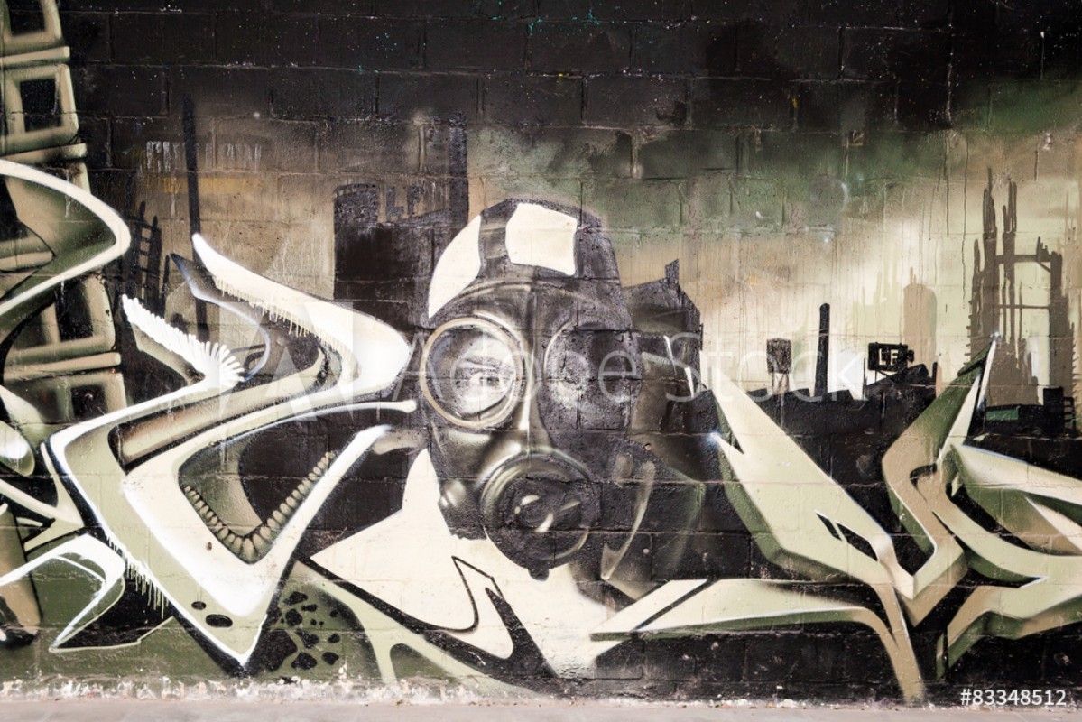 Afbeeldingen van graffiti wall in an abandoned factory building